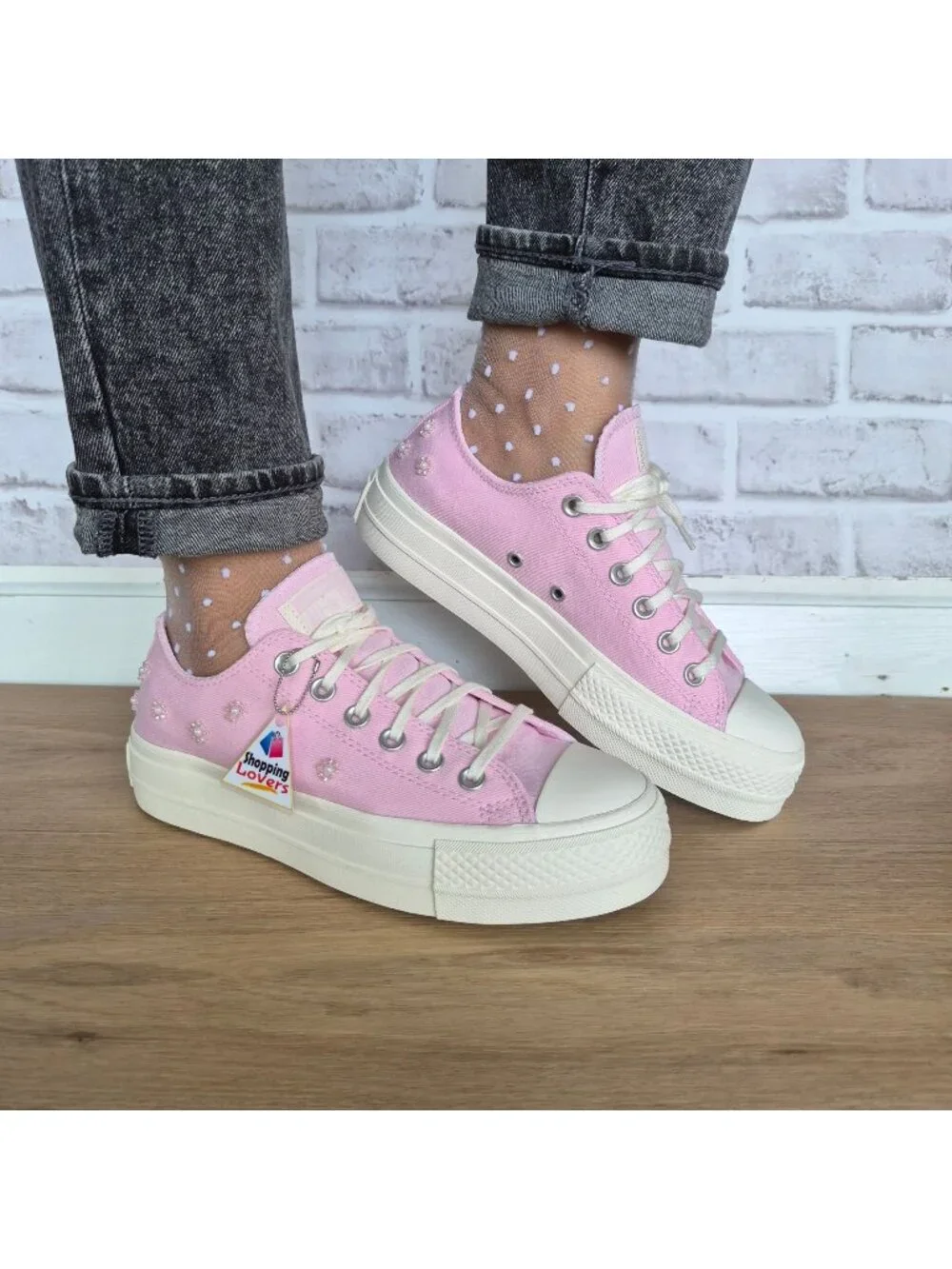 Converse Chuck Taylor Lift Platform Beads Sz 5 Women Shoes Sneakers Pink A16108C